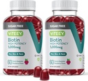 VITEEY Biotin Gummies 모발, 피부, 손톱 5,000mcg - 설탕 무료 - 헤어 성장 Gummies, 건강한 피부 Glow, 강한 건강한 손톱 성장 - Vegan, 글루텐 무료, 젤라틴 무료 - Chewable 라즈베리 맛