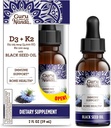 GuruNanda Wellness 번들 : Bacopa (1 Fl Oz)와 액체 Ashwagandha 초점 및 Relaxation 지원 및 비타민 D3, K2 및 E가있는 블랙 씨 오일 (2 Fl Oz) - Vegan & Non-GMO