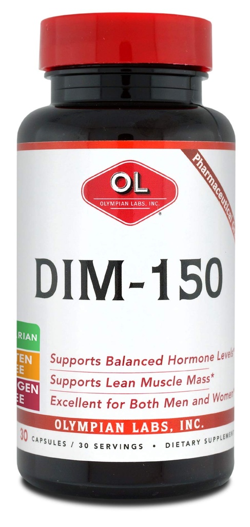 Olympian Labs DIM 보충교재 150mg - 에스트로겐 균형, 호르몬 Menopause 기복, 여드름 처리, PCOS, Bodybuilding를 위한 DIM Diindolylmethane 30 캡슐 공급