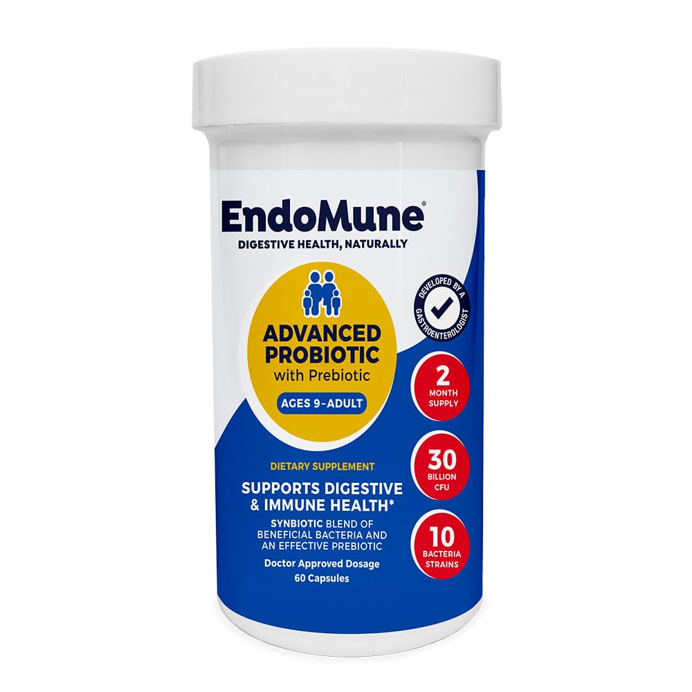 Endomune 고급 성인 멀티 스트레인 Probiotic 보충 Prebiotic - 10 Strains, 30 억 CFU - Physician 공식 (60-Count)