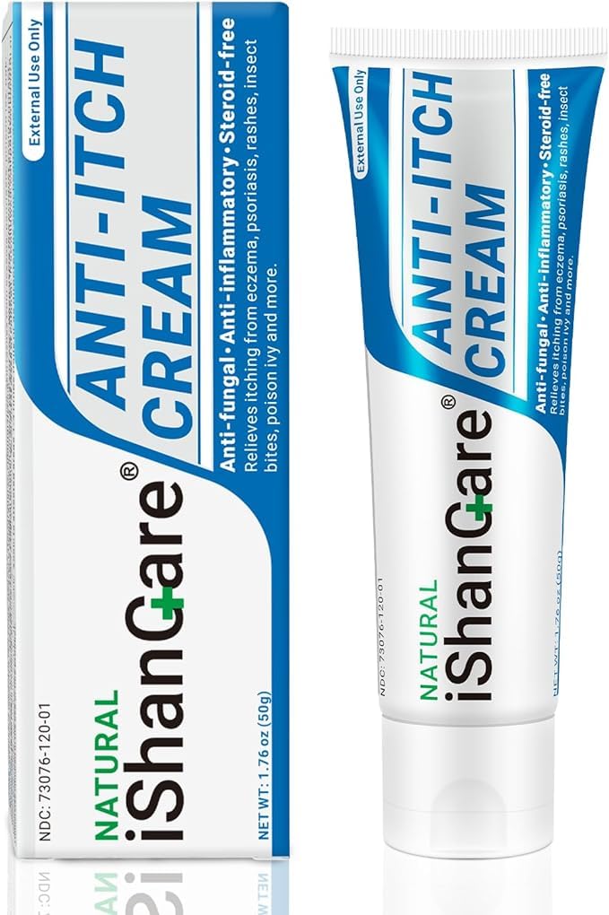 ishancare Anti Itch Soothing Cream Extra Strength Skin Itch Relief Ointment, Seasonal Changes, Dermatitis, Eczema, Rash, Psoriasis, Hives, Bites, Poison Ivy, 1.76 oz에 의해 사용