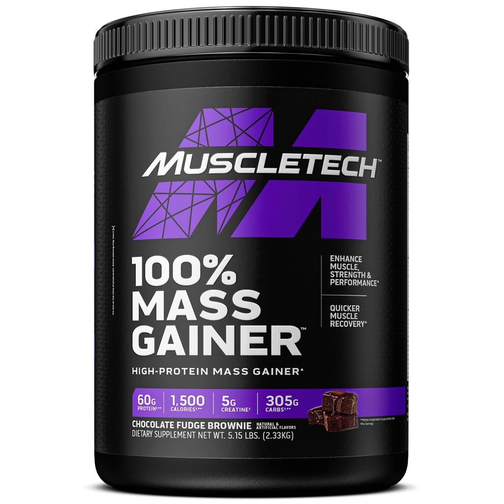 MuscleTech 남성 및 여성을위한 고단백 대량 게인 - 단백질 분말은 체중 증가, 근육 건물 및 Creatine Monohydrate와 복구 - 초콜릿 판독 브라운, 5.15 파운드