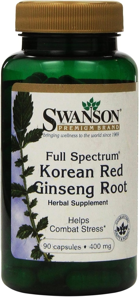 Swanson Premium Full-Spectrum Korean Red Ginseng Root 400 mg 90 모자 - 2 팩