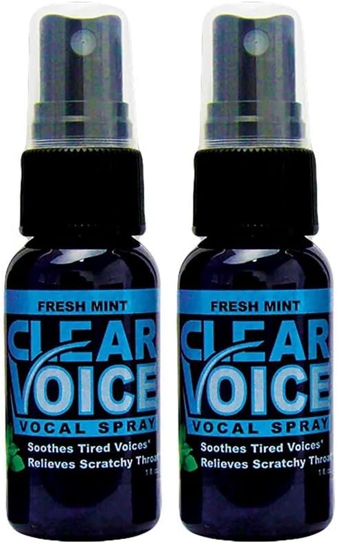 Clear Voice 구두 스로트 스프레이 싱 에세 Clarity Soothing Dampener Moisturizer Relief Vocal Eze Reducer Booster 치료, 미국에서 만든, 신선한 민트 맛 (2 팩)