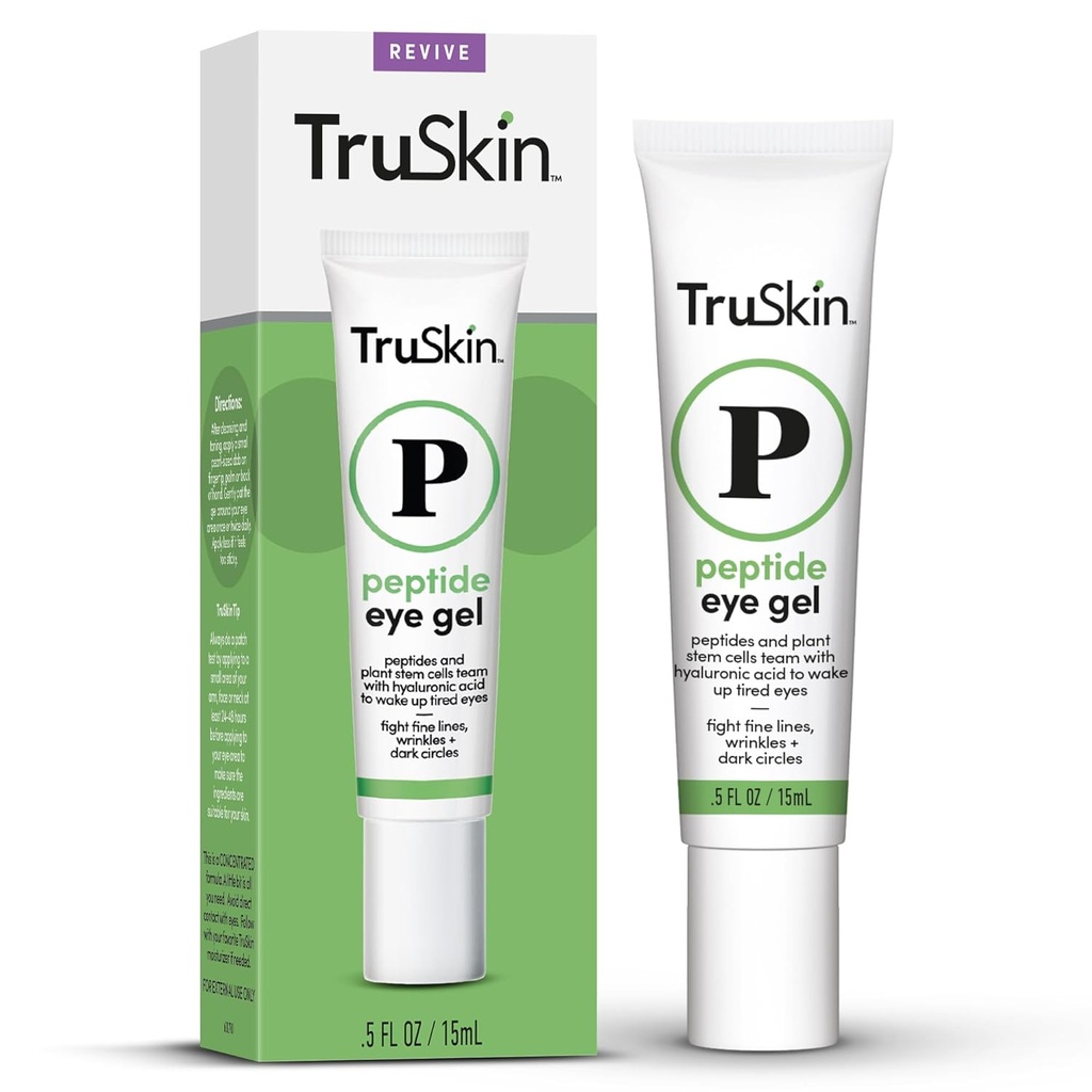 TruSkin 펩티드 눈 젤 – 더 밝은 찾고 눈 지역을 위한 어두운 원형 & 선의 보기 – 펩티드, 식물 줄기 세포, Hyaluronic 산을 가진 눈 배려의 밑에 – 타이어 눈, 0.5 fl oz를 모십시오