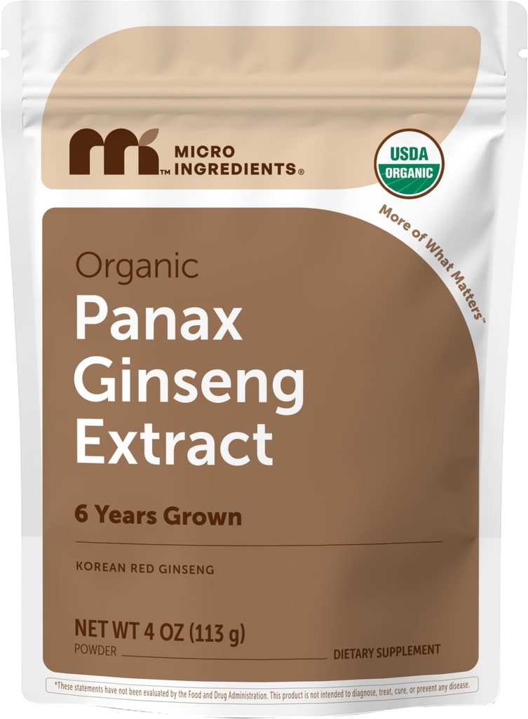 마이크로 성분 최대 힘 유기 한국 인삼 뿌리 200:1 분말, 4 Ounce의 빨간 Panax 인삼 분말, 활동적인 Ginsenoside, Vegan 친절한