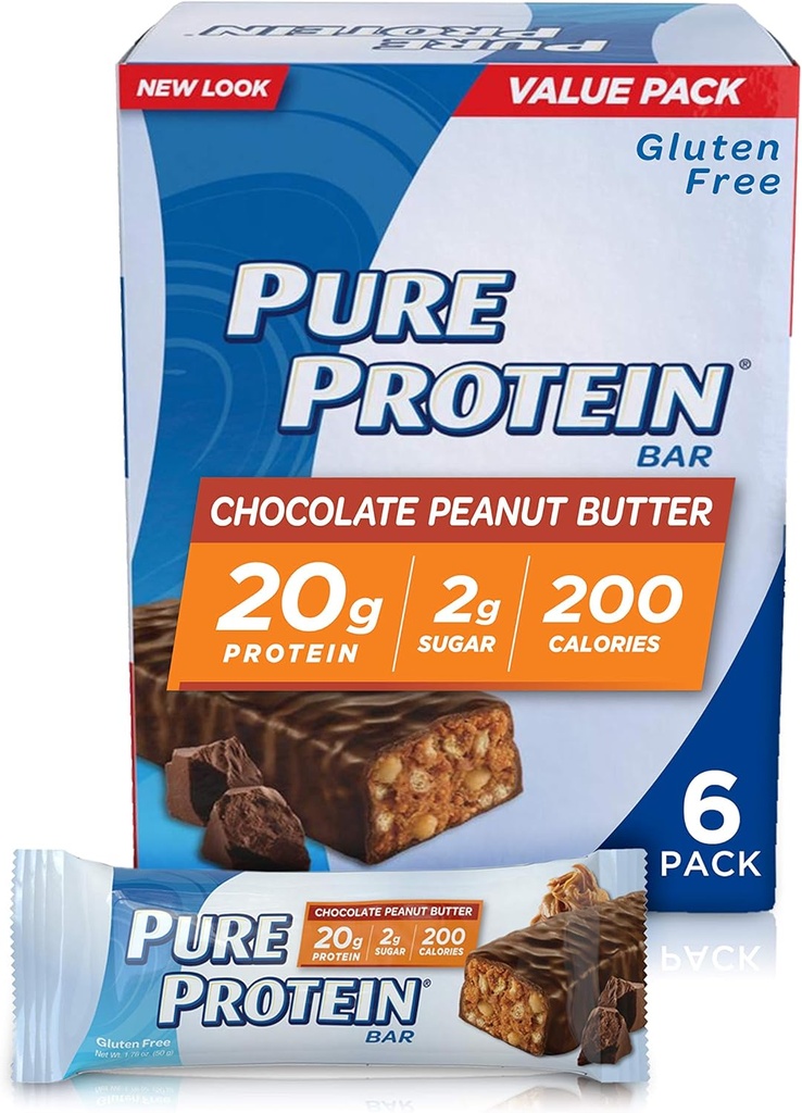 순수한 단백질--높은 단백질 막대기 초콜렛 땅콩 버터 Protein 막대기 - 20 막대기 당 단백질의 그램 - 글루텐 자유로운--6-1.76-Ounce 막대기