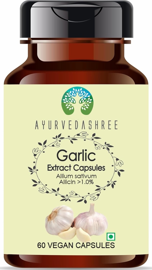 마늘 추출물 500mg - 60 채식 캡슐   Allium Sativum   모든 자연 | 100 % 채식 | Gluten-Free | GMP 인증