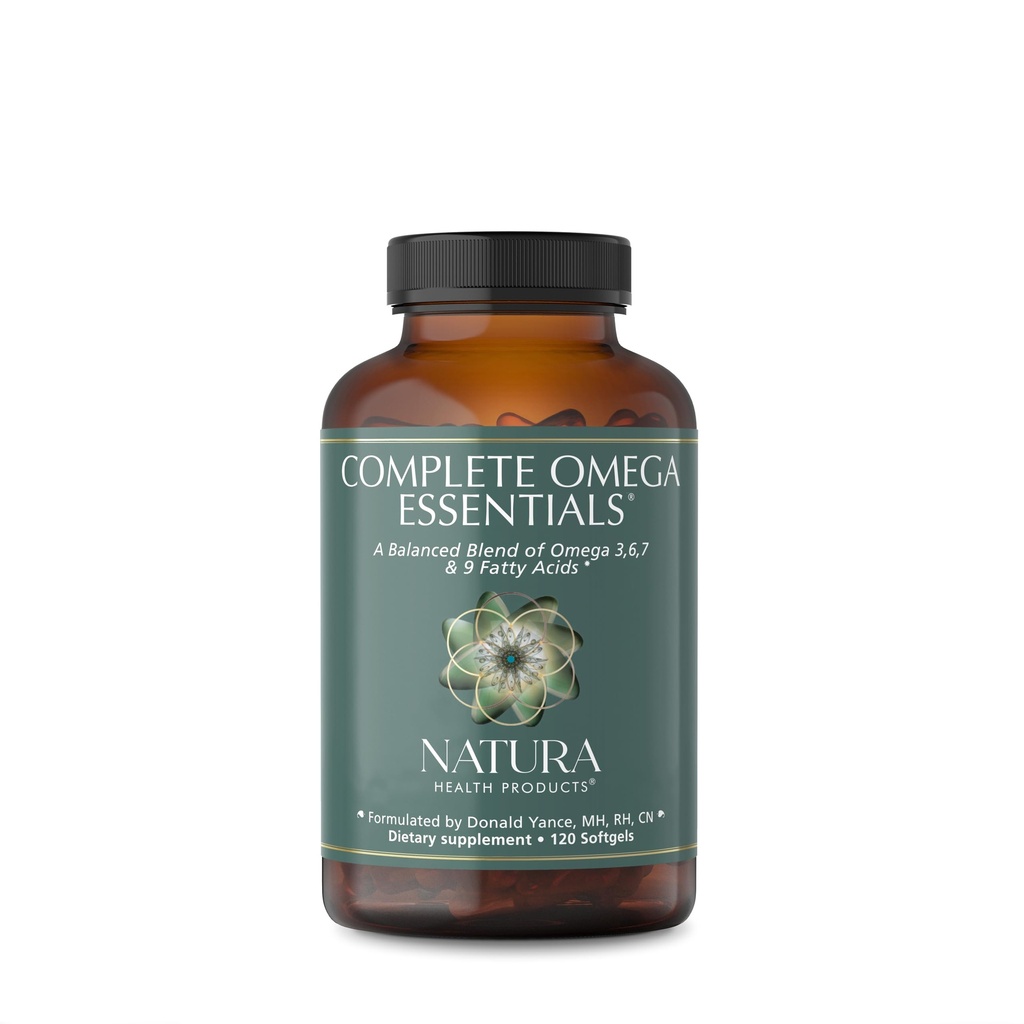 Natura Health Products Complete Omega Essentials Supplement - 오메가 3, 6, 7, & 9 지방산의 균형 잡힌 혼합 - 물고기 오일 농축물, 붕대 씨앗 오일, 바다 Buckthorn Berry (120 softgels)를 특징으로