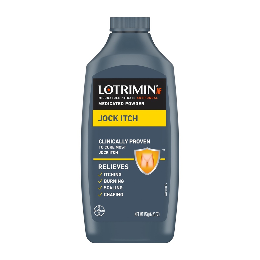 Lotrimin Antifungal Jock Itch Medicated Powder with Miconazole Nitrate, 남성, 여성 및 아동을위한 Jock Itch 치료 2, 6.25 온스 병