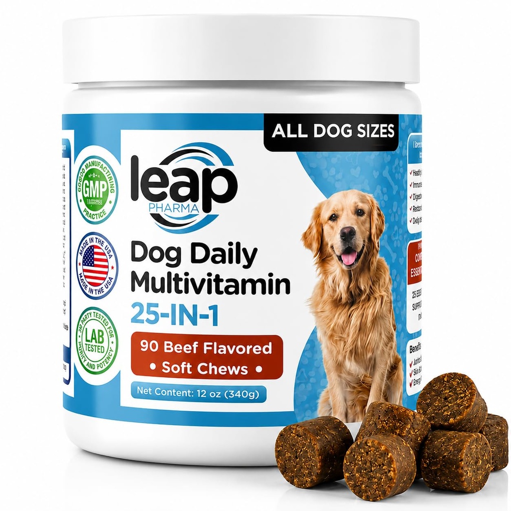 개를위한 Multivitamins &Supplements - Krill Oil, Omega 3,6,9, pre&probiotics, Hip & Joints, Skin &Coat,Digestive, Immunity Support (90 Chews)