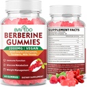 우수한 Berberine Gummies, 2000mg 높은 Potency Berberine HCI 보충교재, 플러스 Ceylon Cinnamon, 여성 & 남자를 위한 우유 이틀, 면역 체계 & 대사 지원 - 60 Gummies