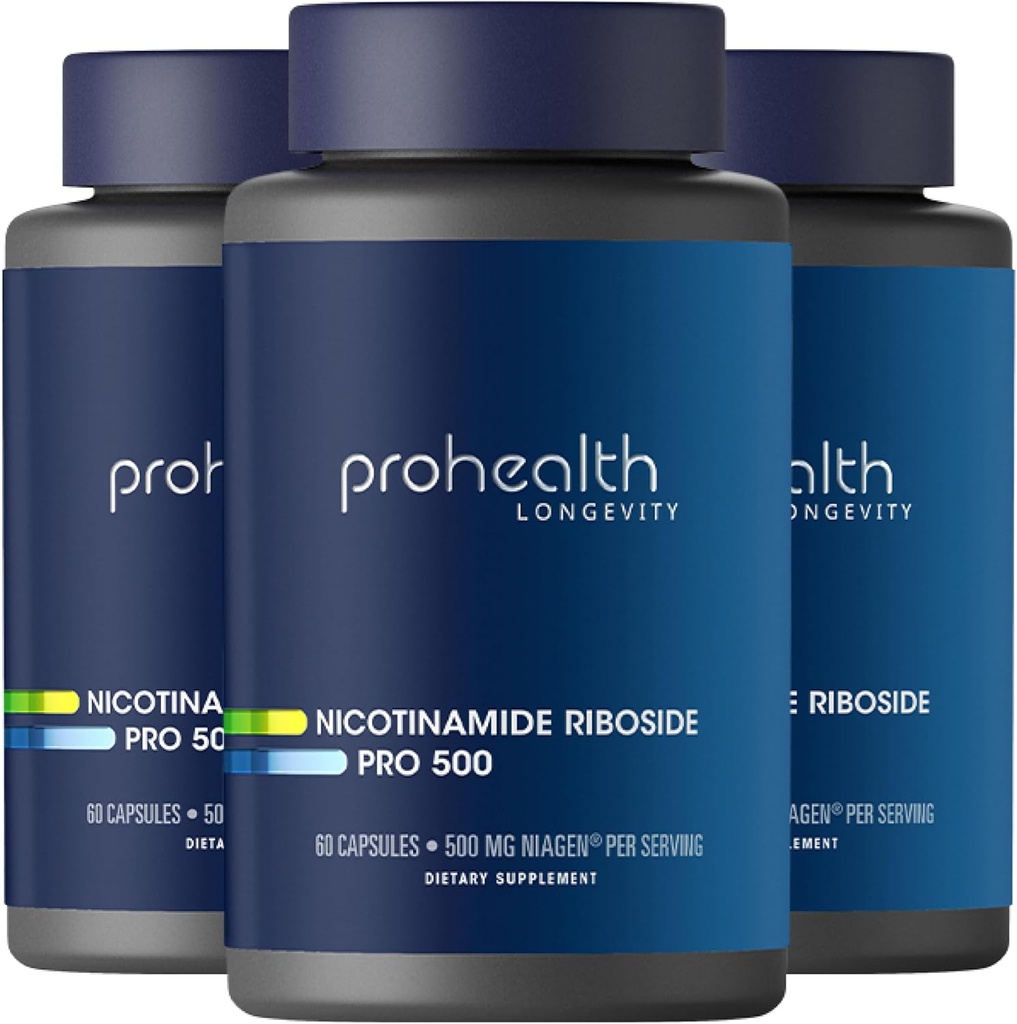 ProHealth 니코틴 아미드 Riboside Pro 500. 특허 NR Niagen 500mg 플러스 250mg TMG. NAD + 보충 NAD +. NR 보충 300 연구에서 입증. 30 인분 (3 팩)