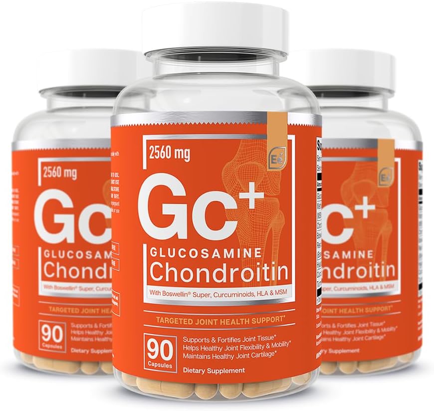 필수 성분 글루코사민 Chondroitin MSM Boswellia Serrata Hyaluronic 산 보충교재 합동 지원 Flexibility를 위한 산화 보충교재 - 270의 캡슐 (3 팩)