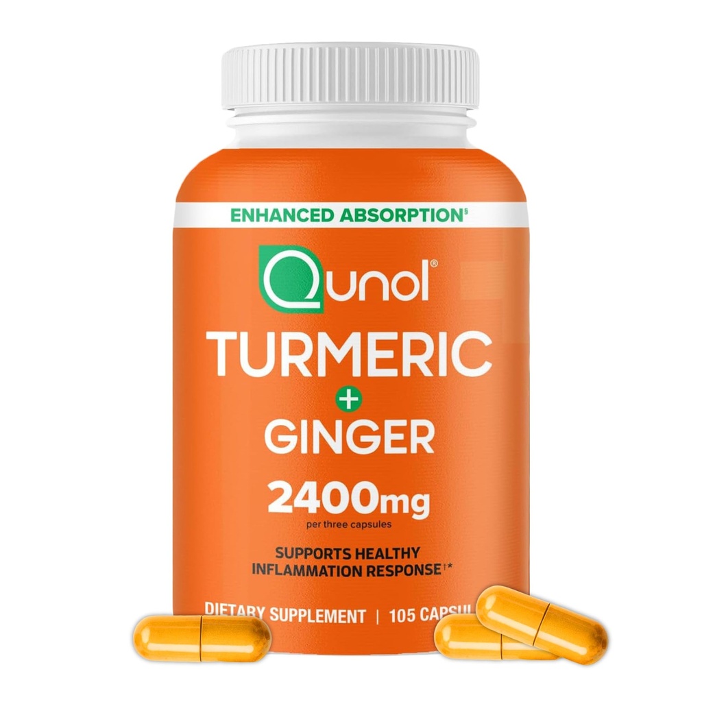 Black Pepper & Ginger, 95% Curcuminoids, 여분 힘 보충교재, 강화된 흡수, 합동 지원 보충교재, 105 조사를 가진 2400mg 심황 추출물을 가진 Qunol 심황 Curcumin
