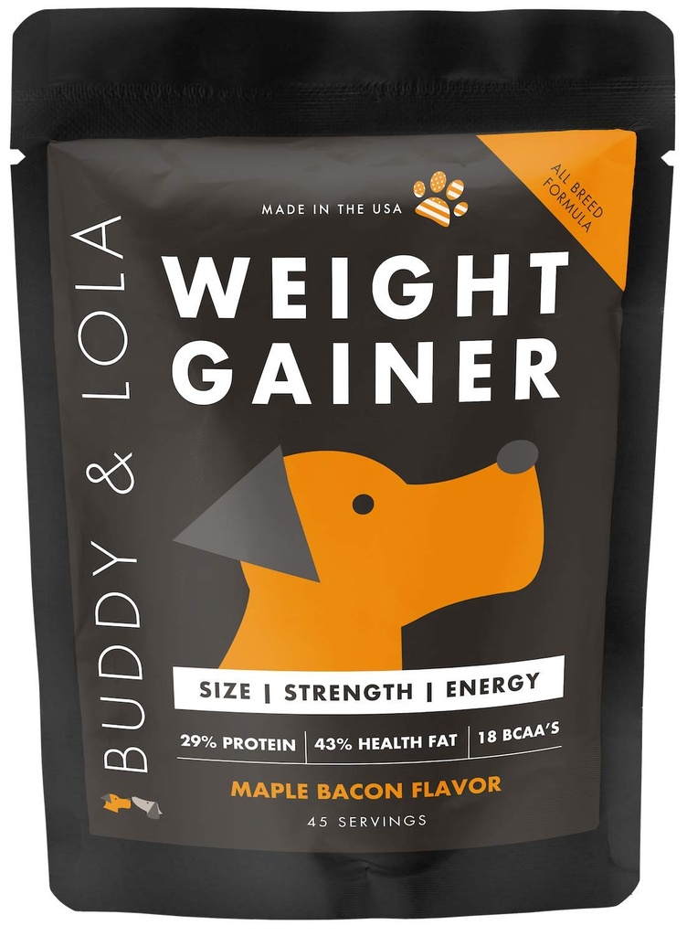 Buddy & Lola Dog Weight Gainer - 체중 증가를위한 개 보충 - 최대 근육 빌더를위한 개 Protien 분말, 모든 개 및 품종 불에 대한 높은 칼로리 보충. Pro Food Topper - 미국에서 제작