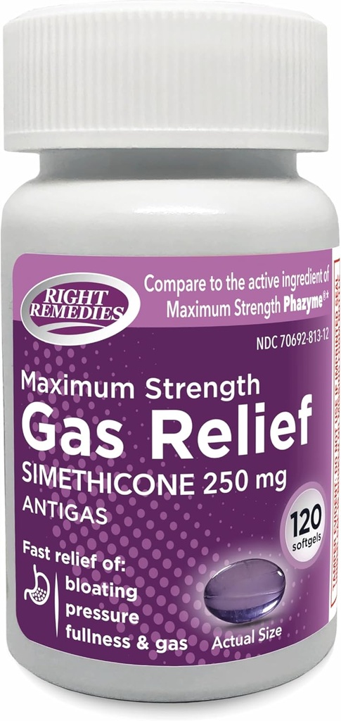가스 기복 최대 힘, Simethicone 250 mg, (120 Softgels), 가스, bloating, Fullness, Painful Discomfort에서 빠른 기복, 최대 힘 Phazyme 유효 성분에 비교하십시오