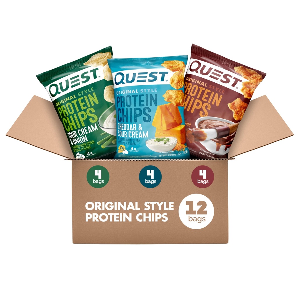 퀘스트 영양 단백질은 다양한 팩, BBQ, Cheddar & Sour Cream, Sour Cream & Onion, High Protein, Low Carb, 1.1 oz (12의 포장)를 칩합니다