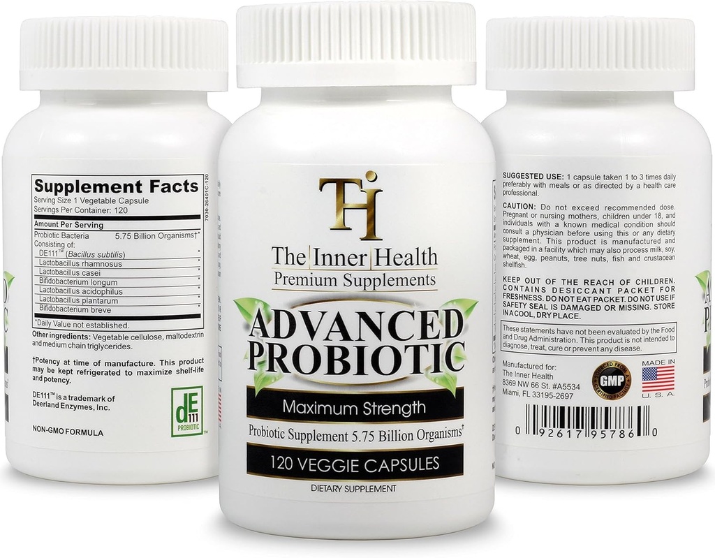 PROBIOTIC 보충교재 5.75 억 Organisms-Bacillus Subtilis Bifidobacterium Longum L.Acidophilus L.Rhamnosus L.Plantarum-120 모자