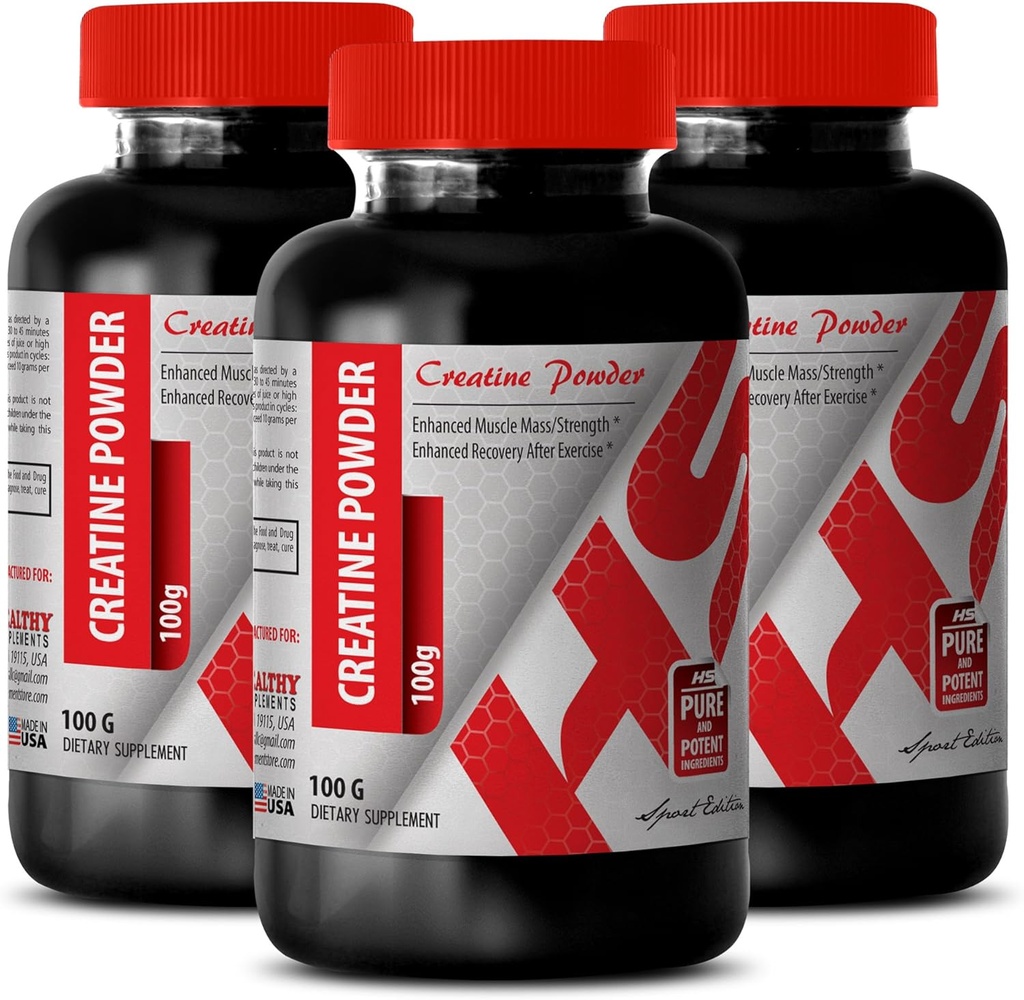 남자를위한 바디 빌더 - CREATINE 분말 100G - Creatine Bulk - 3 병 (Powder)