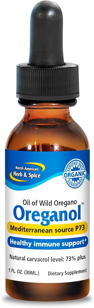 NORTH AMERICAN HERB & SPICE Oreganol - 1 fl oz, 2 팩 - Unprocessed, Wild, Organic Oregano Oil - 지중해 소스 P73 - Non-GMO - 864 총 서빙