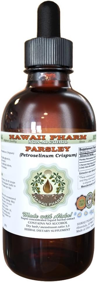 Parsley 알콜 자유로운 액체 추출물, Parsley (Petroselinum Crispum) 뿌리 글리세리 자연적인 초본 보충교재, 하와이 Pharm, 미국 2 fl.oz