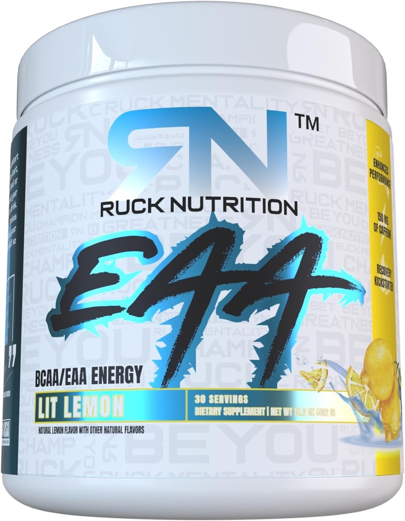 RUCK NUTRITION EAA | 하이드로션, 에너지 및 복구 보충 | 전체 스펙트럼 Essential Amino Acids + BCAAs (30 서빙, 리트 레몬)