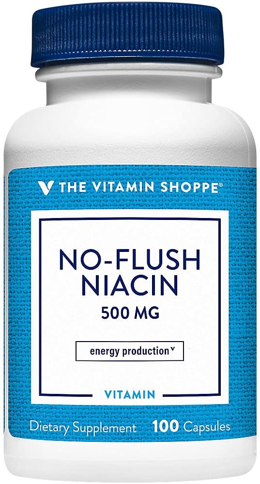 비타민 Shoppe No Flush Niacin 500MG, 정상적인 범위 내의 Cholesterol 수준 이미, 지원 Metabolism & 에너지 생산, 한 번 매일 (100 캡슐)