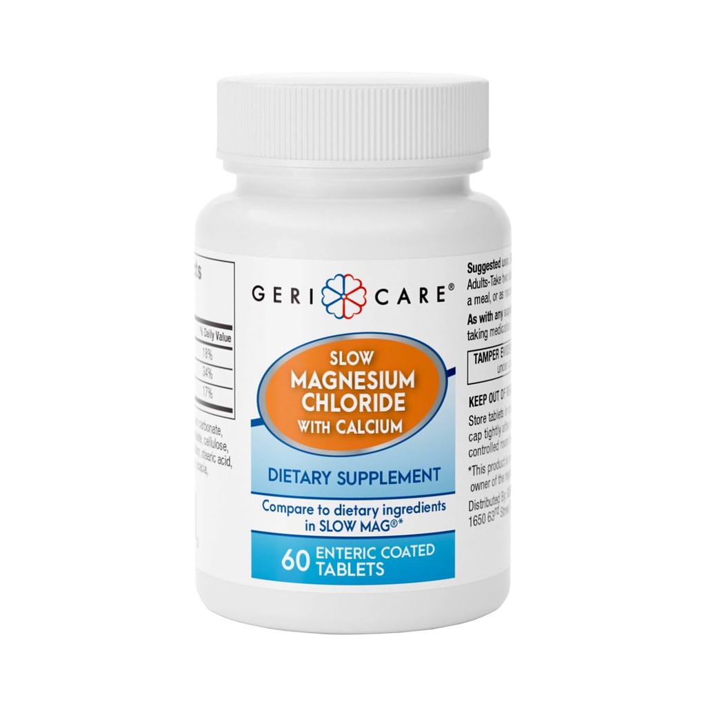 게리카레 슬로우 마그네슘 염화물 | Geri-Care의 칼슘 정제 | Nutritional Supplement | 60 Count Bottle (Pack of 1)