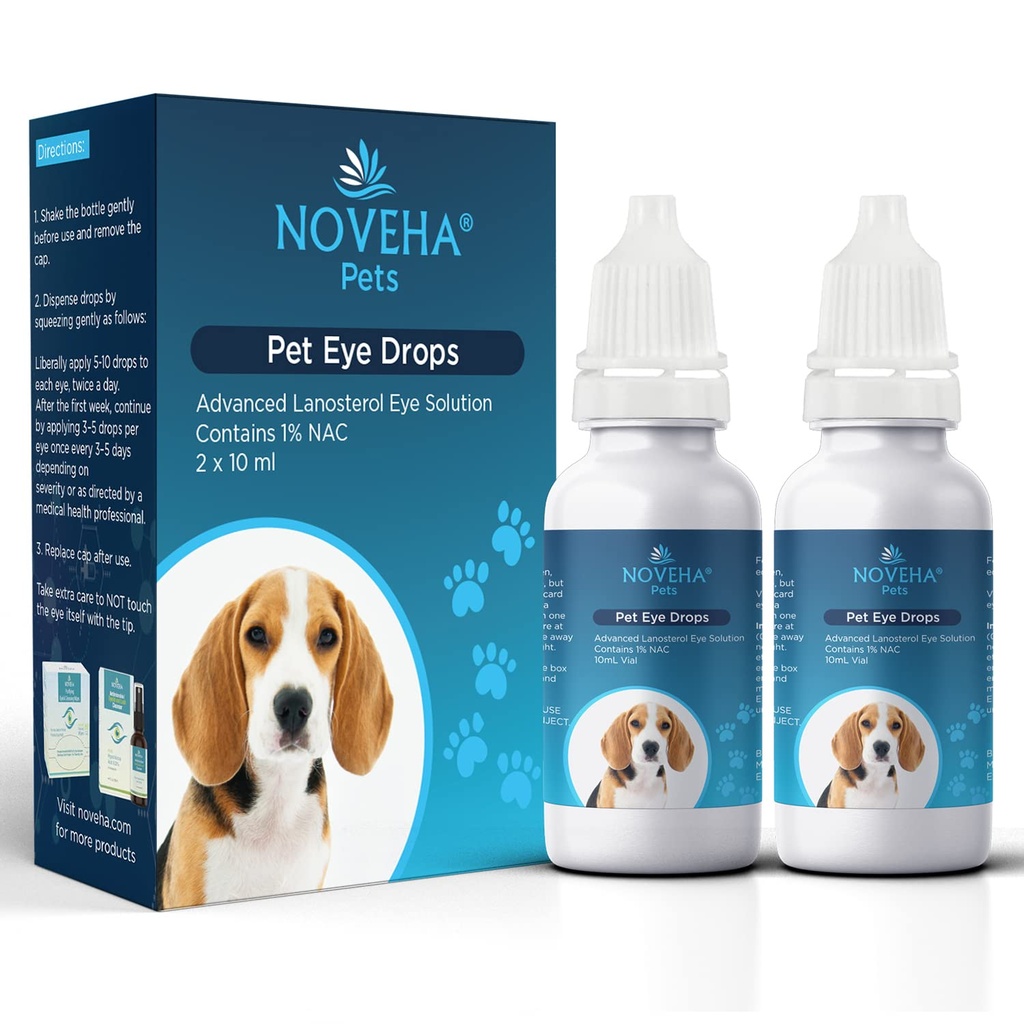 NOVEHA 애완 동물 드롭 | 고급 라노스테롤 솔루션 + NAC (2 x 10 mL)