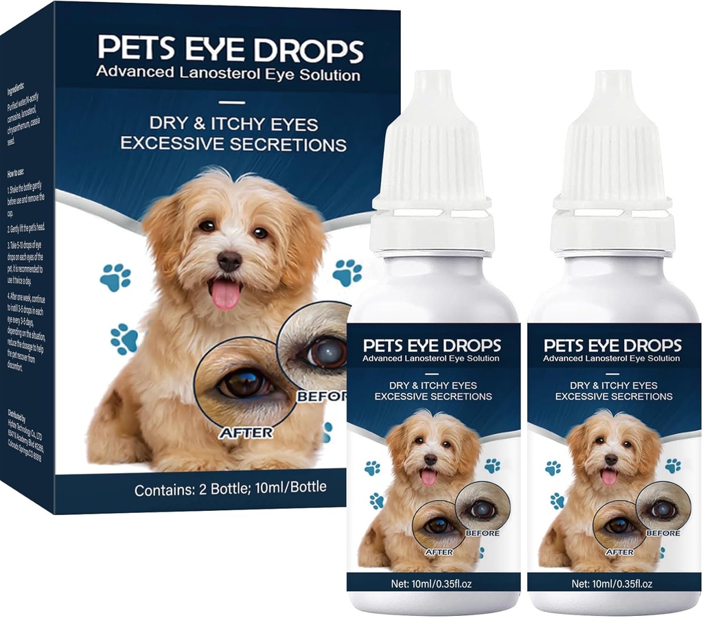 Dogs, Dog Eye Drops, Vision Clarity 개선, Eye Vision 개선 및 Cataracts(2 x 10 mL)
