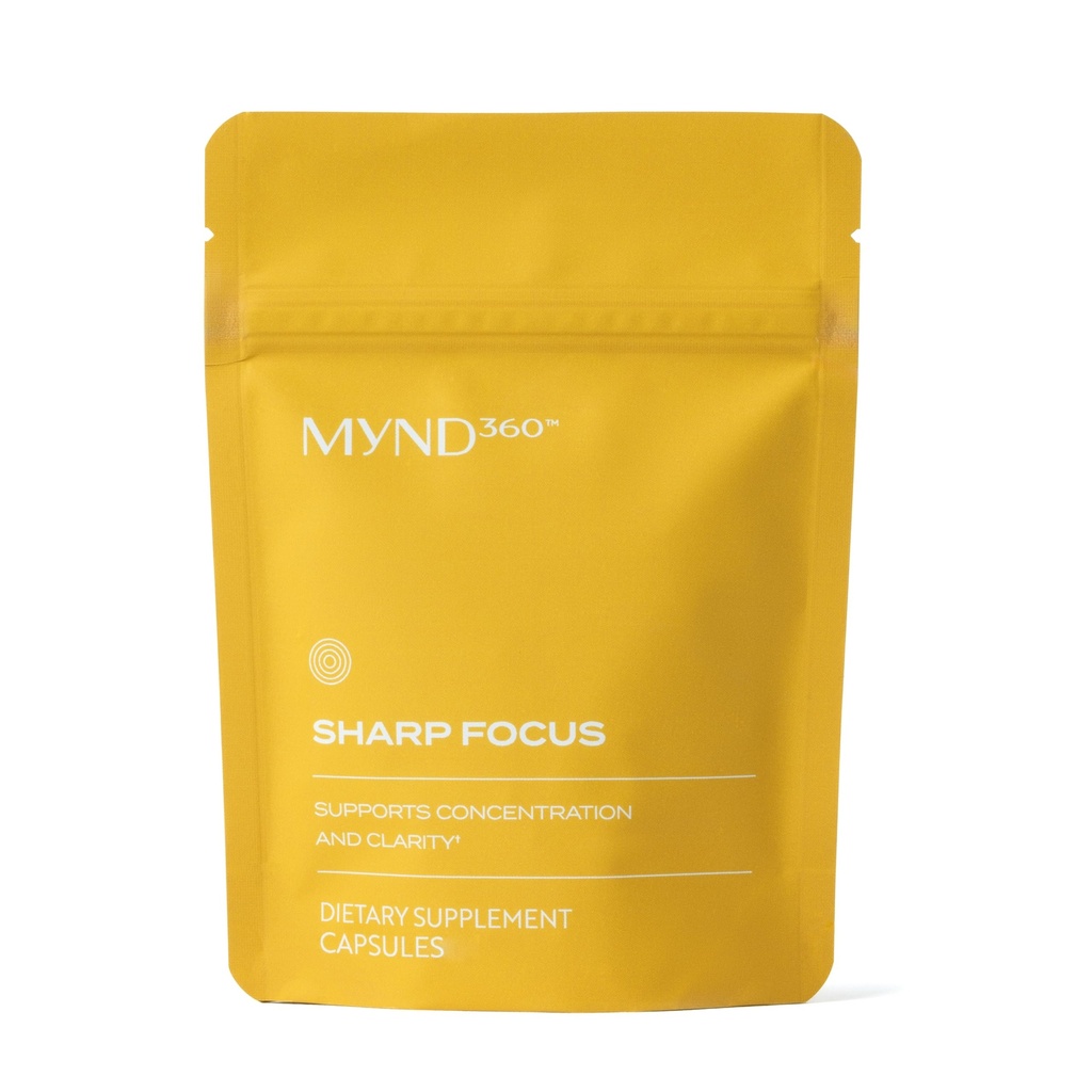 Nu Skin MYND360 Sharp Focus | 60 캡슐 | 비타민 B12 & 비타민 B6 for Memory, Focus, Clarity | Caffeine Infusion Brain Health Supplement | 안전 일일 비타민 B 지원
