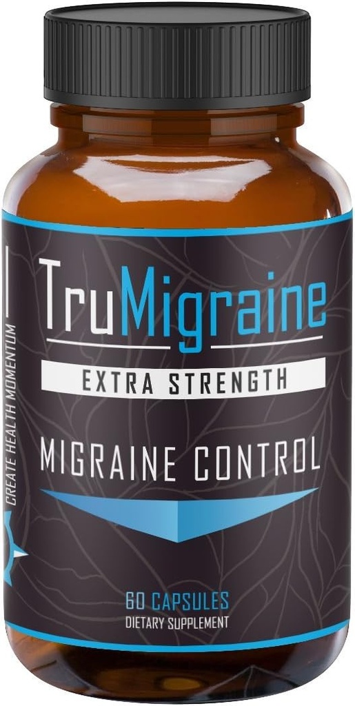 TruMigraine Relief & Prevention | 모든 자연적인 편두통은 두통 구호를 위해 보충합니다 | 성분: Riboflavin, Feverfew, Paraben Free Butterbur, & Ginkgo Biloba | 60 Veggie 캡슐,