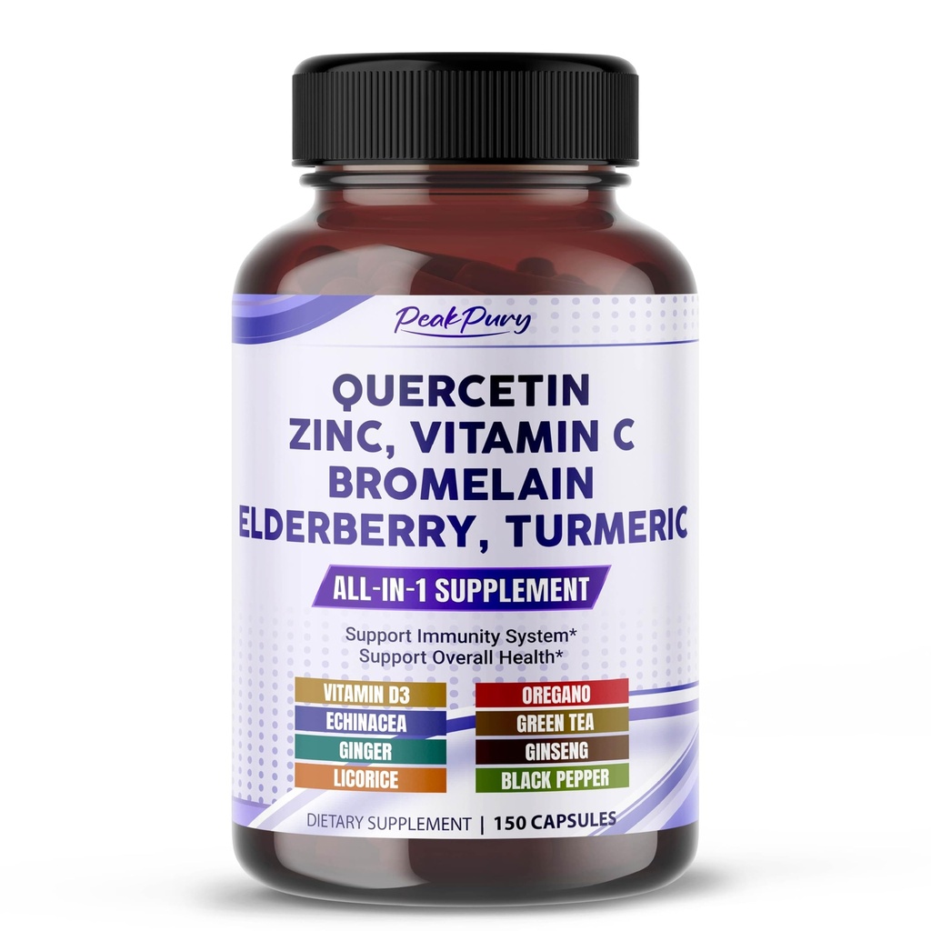 Quercetin Elderberry Turmeric 비타민 C 아연 - 면역 지원 - 미국에서 만든