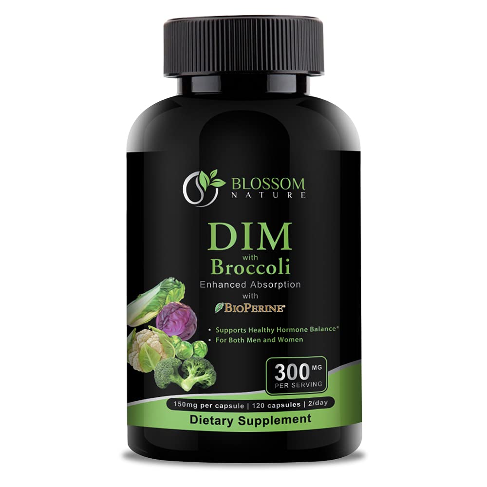 브로콜리 200mg BioPerine 10mg-Hormone를 가진 DIM 보충교재 300mg와 여성 & 남자를 위한 에스트로겐 균형, 근육 기복, PCOS & PMS 지원, 호르몬 여드름 처리-120 모자, 모자 당 Diindolylmethane 150mg
