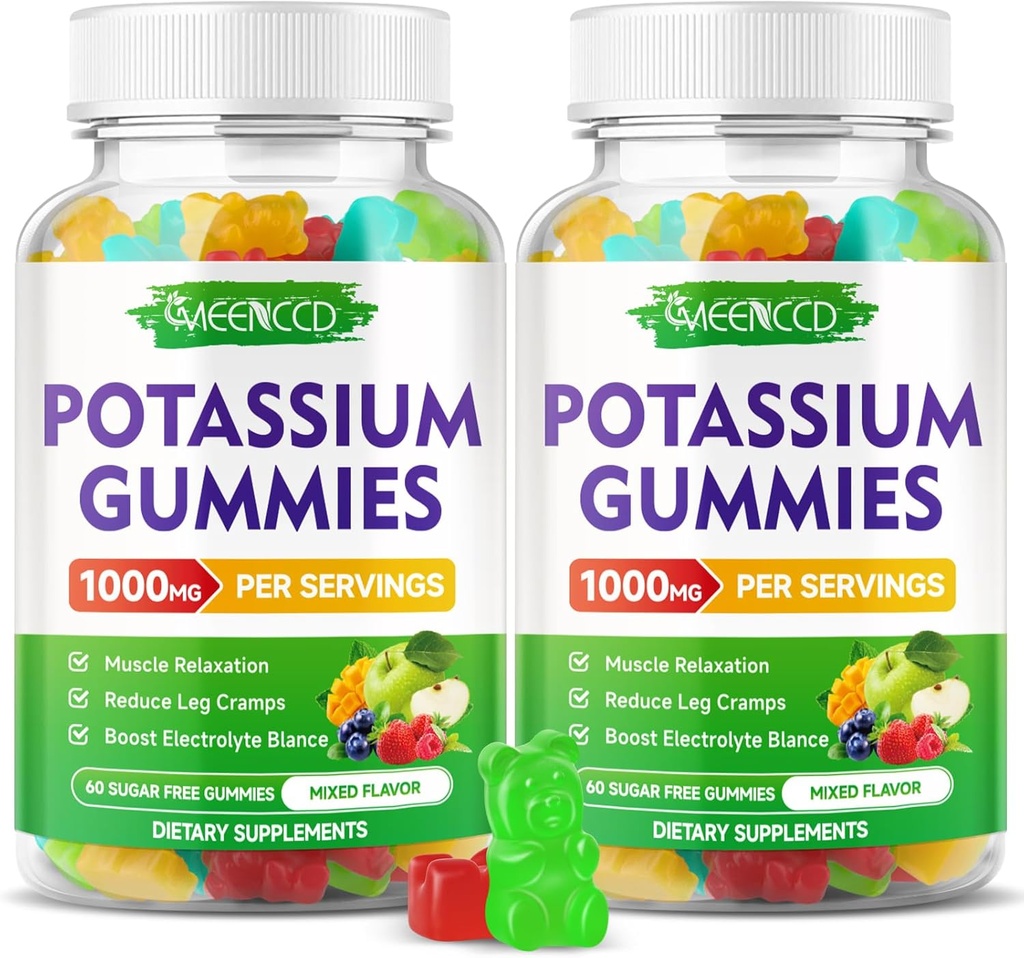 칼륨 구연산염 Gummies 1000mg의 성인 여성 & 남자를 위한 높은 Potency 칼륨 보충교재 Gummies, 지원 다리 크림 & 근육 건강, 설탕 자유로운, 혼합 과일 풍미, 120 조사