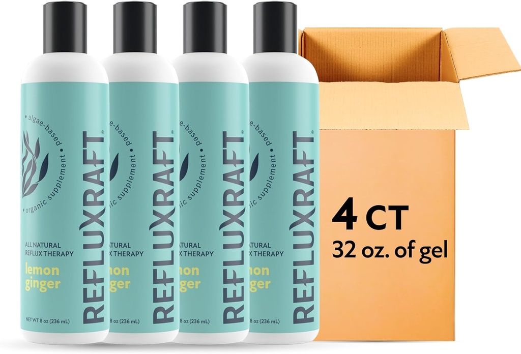산 Reflux 치료, 유기 Alginate, 급속하고 & 오래 견딘 Gerd, LPR & 소화 증상 지원, 영 설탕, 글루텐 자유로운, 낮은 나트륨, 레몬 제빙기, 8 OZ 병, 4 팩 당 47 젤 서빙