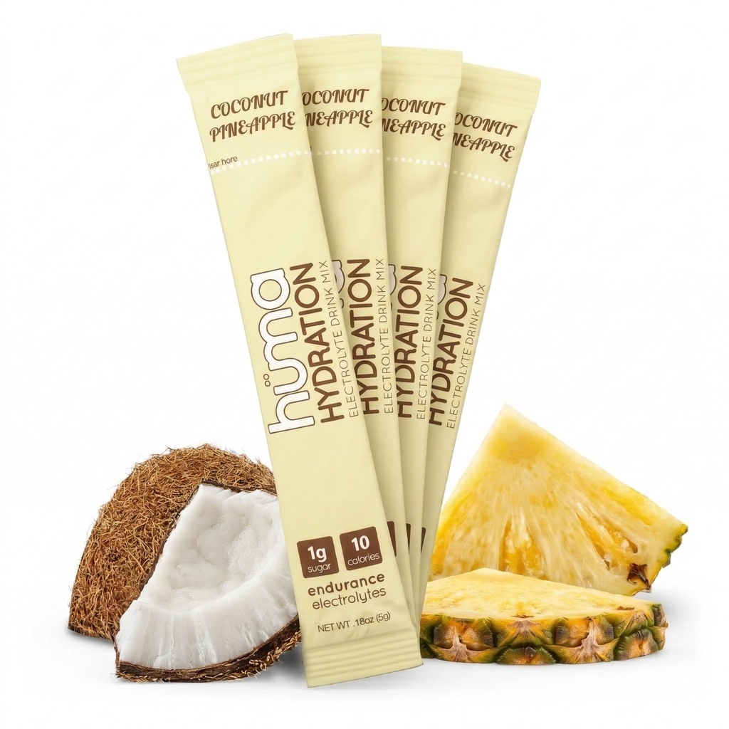 HUMA CHIA Hydration 음료 혼합, 코코넛 파인애플 30 패킷 - 낮은 칼로리, 스포츠 및 운동을위한 높은 전해질 분말 - 100 % 천연, 1g 설탕, 10 Cal