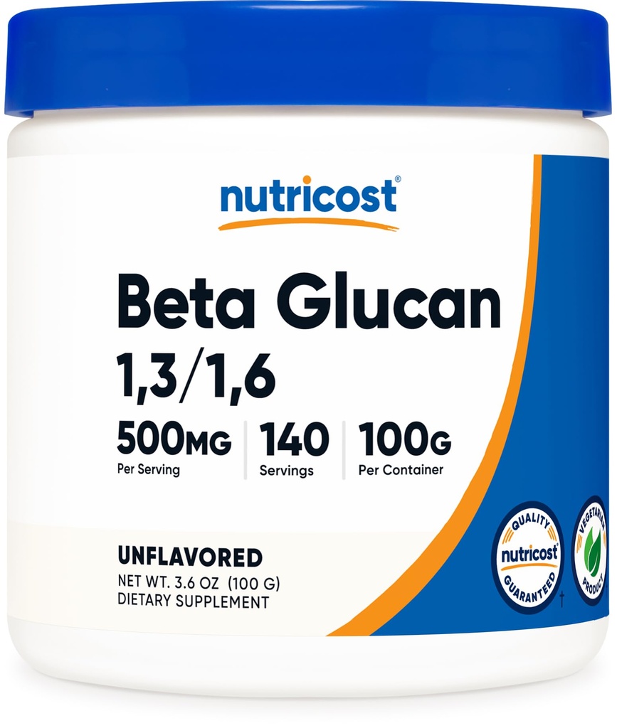 Nutricost 베타 글루칸 분말 100 그램 - 1,3/1,6 - 비 GMO