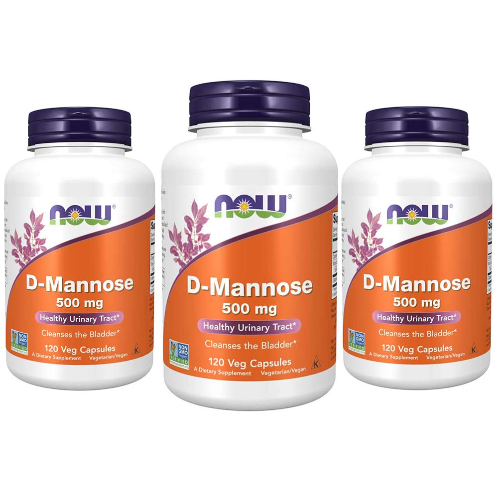 NOW 식품 보조 식품, D-Mannose 500 mg, Non-GMO 프로젝트 검증, 건강한 Urinary Tract*, 120 Veg 캡슐 (포장 3)