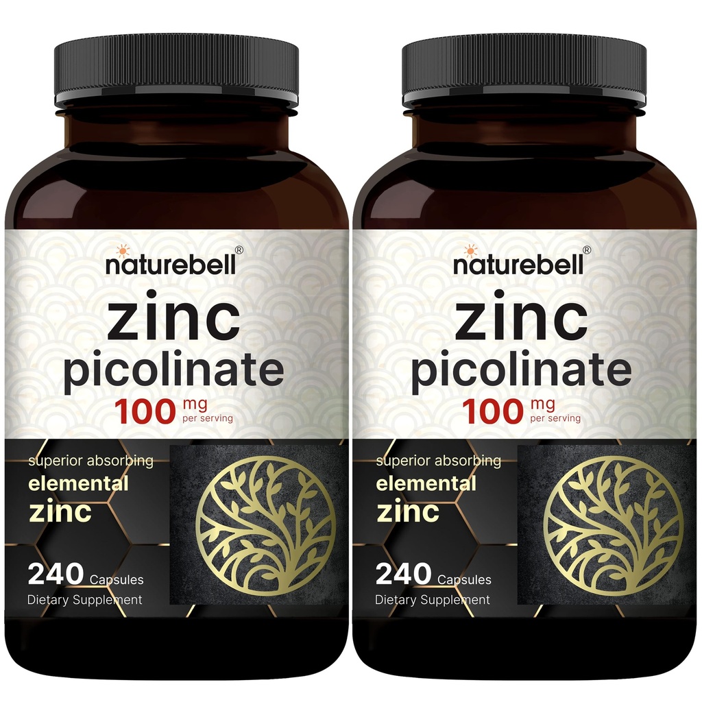 2 팩 최대 힘 아연 100mg의 아연 Picolinate 보충교재, 480의 캡슐, 효소 기능을 위한 아연 비타민 및 면역성이 있는 비타민 및 Immune 지원, 비 GMO 및 미국에서 만드는