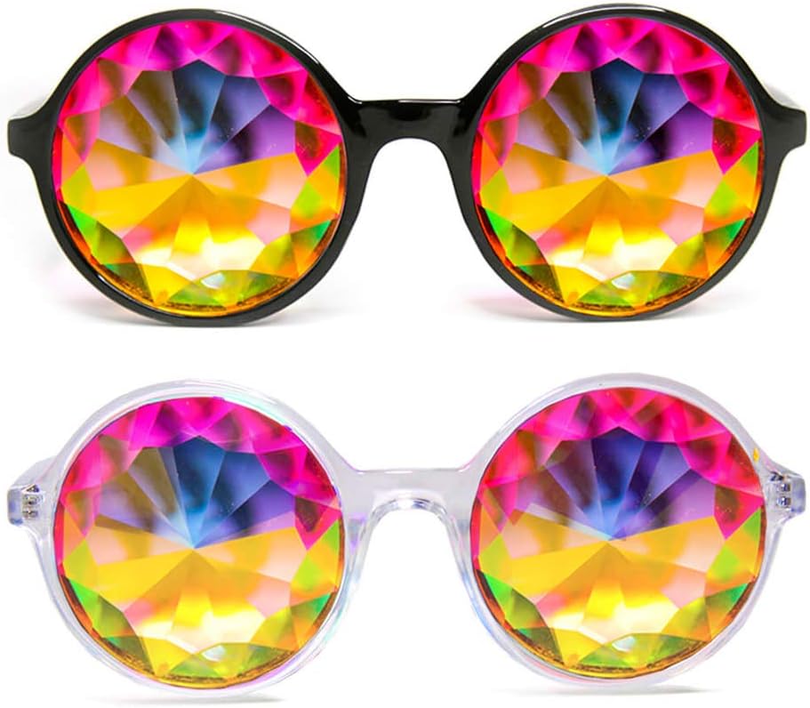 GloFX Kaleidoscope 안경 | 경량 크리스탈 EDM 페스티벌 회절 | 래브 2 팩