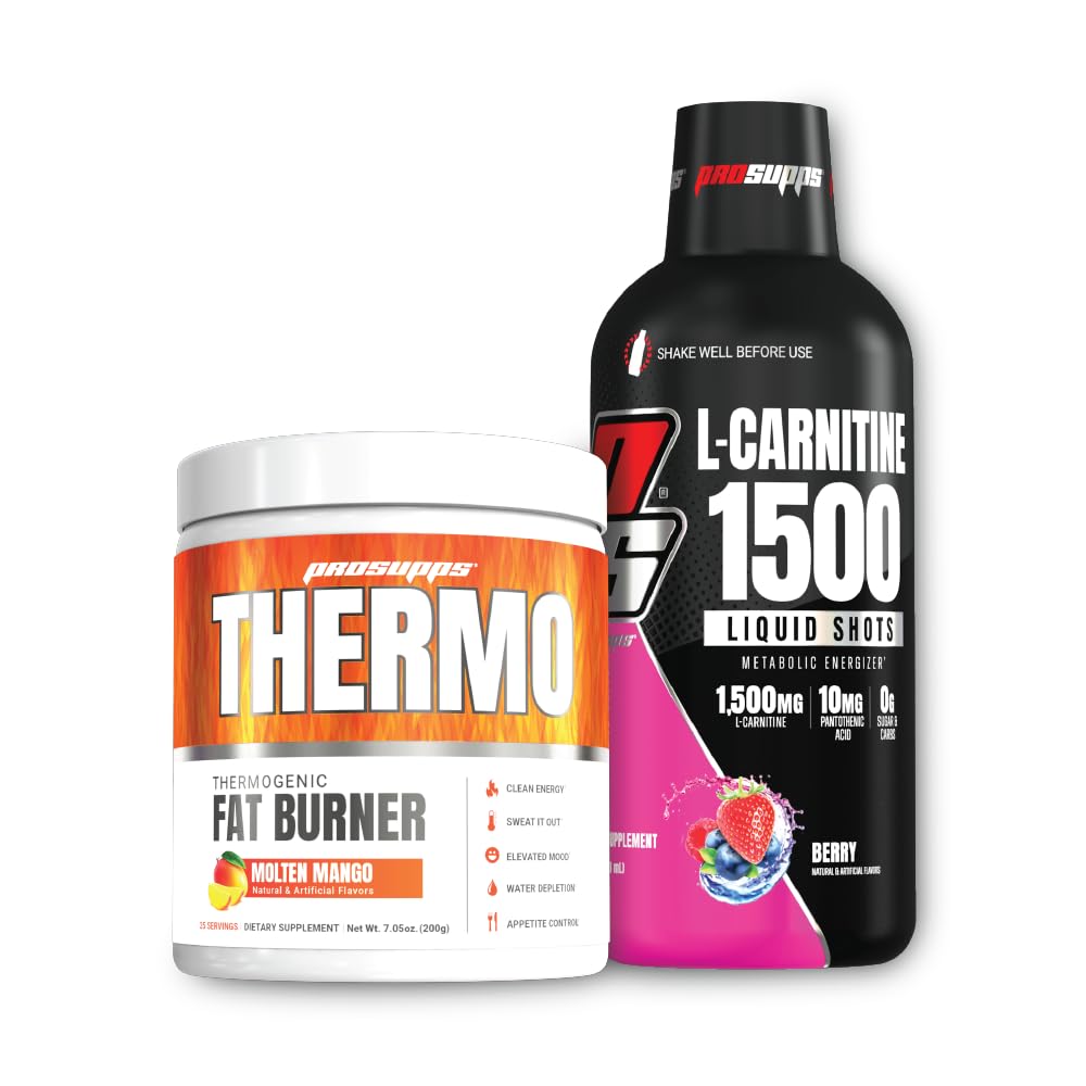PROSUPPS Thermo Fat Burning Thermogenic Powder Molten Mango 및 1500 L-Carnitine Berry - 무게 관리 및 사전 운동 - 에너지, 무드, 식욕 제어