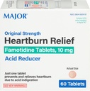 주요 본래 힘 Heartburn 기복 - Famotidine 정제, 10 mg - 산성 흡진기 - 60의 정제