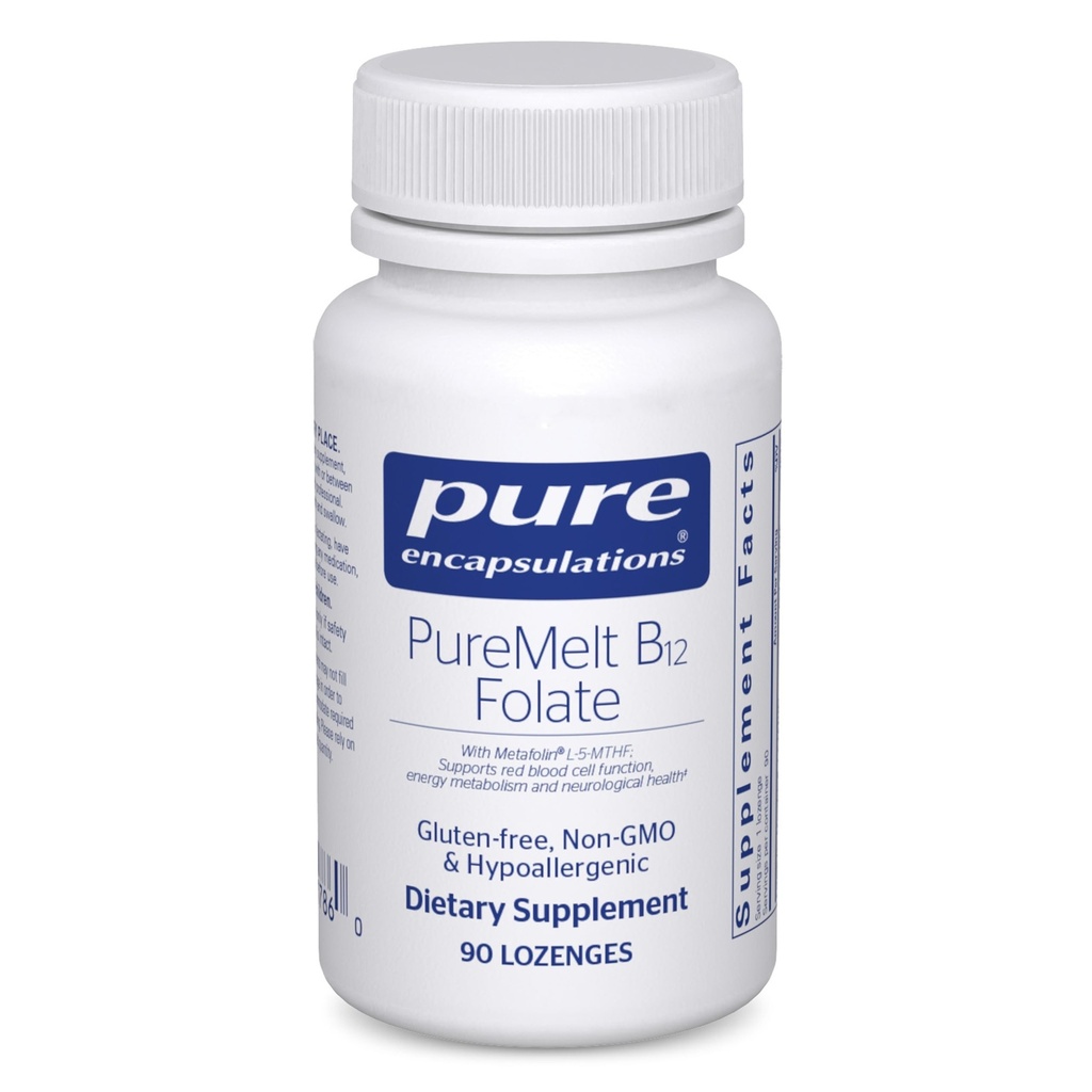 Pure Encapsulation PureMelt B12 Folate - 활성 B 비타민 L-5-MTHF - 대사 지원 및 적혈구 기능 * - 비 GMO & Vegan - 90 Lozenges