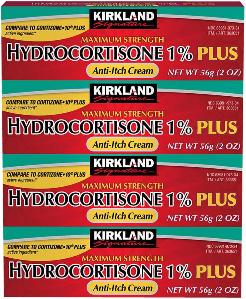 Kirkland Signature Hydrocortisone 1 % Plus Anti-Itch 크림, 8 온스 (패킹 4)