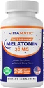 Vitamatic Melatonin 20 mg 정제 | 채식주의, 비 GMO, 글루텐 프리 | 1 년 공급 | 천연 베리 맛 - 365 기타 제품