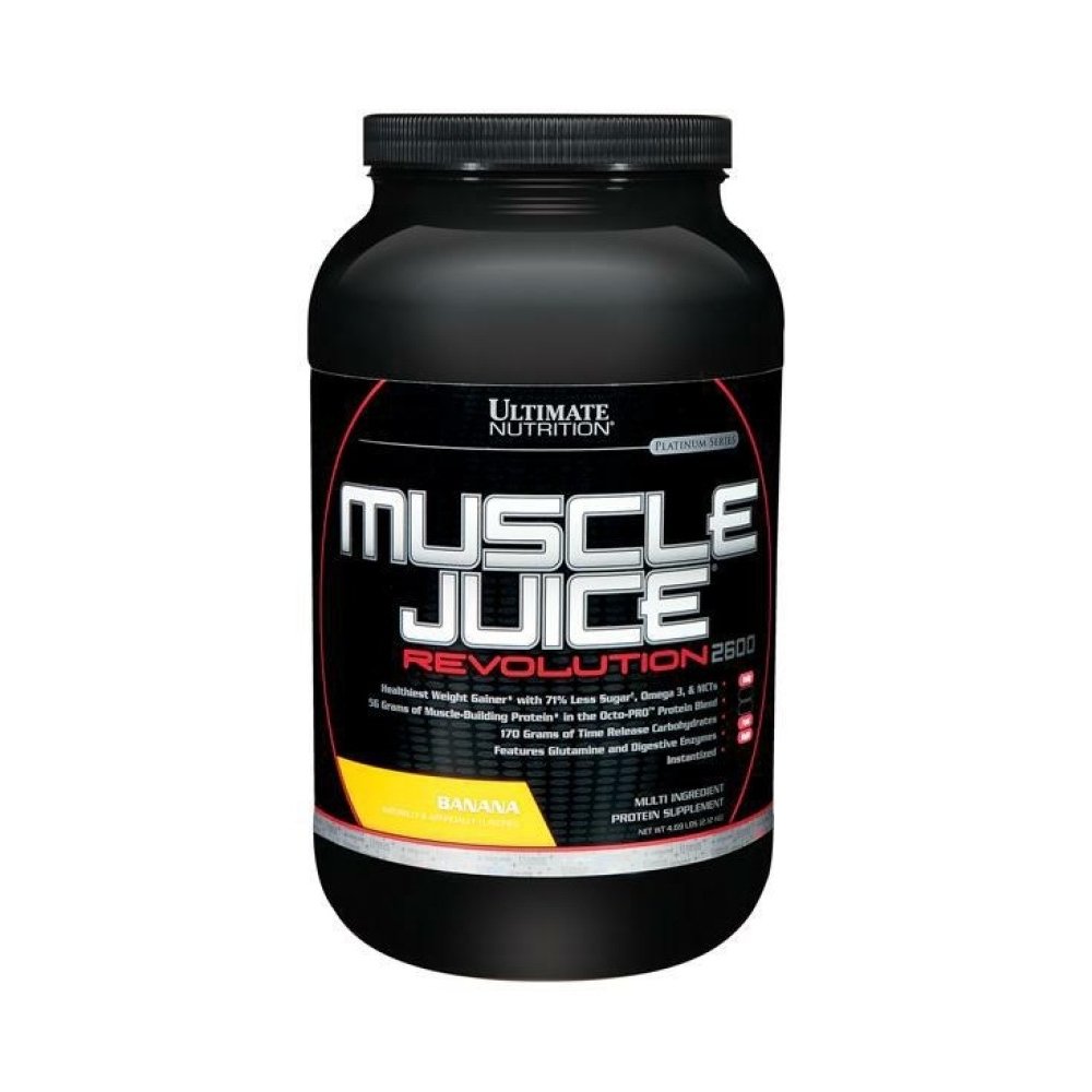 궁극적인 영양 근육 주스 혁명 2600 무게 게인, Glutamine, Micellar Casein 및 시간 방출 복합 탄수화물, 바나나 단백질 분말, 4.69 파운드와 근육 회복