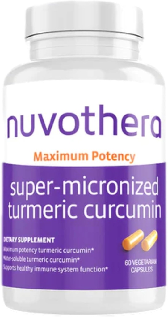 Nuvothera Super-Micronized Turmeric Curcumin 캡슐 1 달 공급 급속한 흡수, 전체적인 뿌리, 비 GMO의 지원 합동, 피부, Gut 건강 & 산화 방지제 (60의 캡슐)