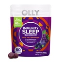 OLLY Immunity 수면 거미, 면역 및 수면 지원, 3mg Melatonin, Echinacea, 아연, 비타민 C, Chewable 보충교재, 베리 - 60 조사